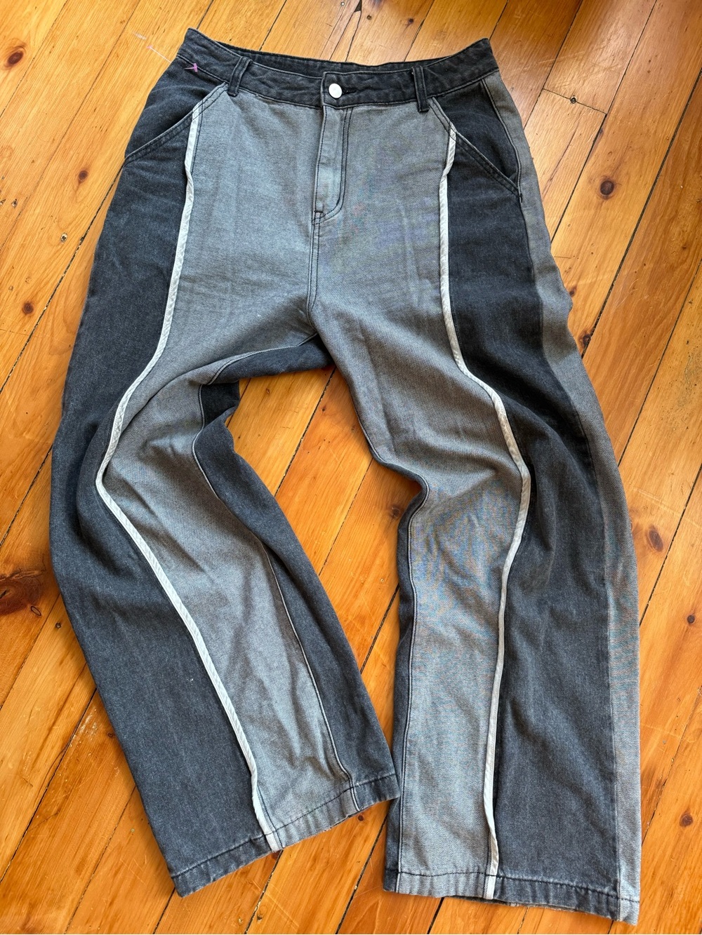 Cider Jeans Wide Leg Two Tone Women’s Size Large Black Denim Y2K Supreme 90s